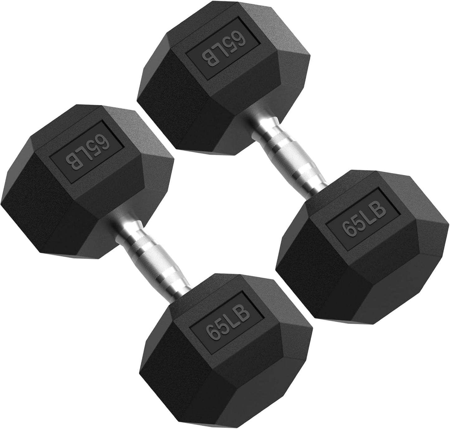 HEX Dumbbell Set 2.5-125Lb, Rubber Encased Home Gym Dumbbells, Exercise & Fitness Weights Dumbbells for Women & Men, Hand Weight for Strength Training