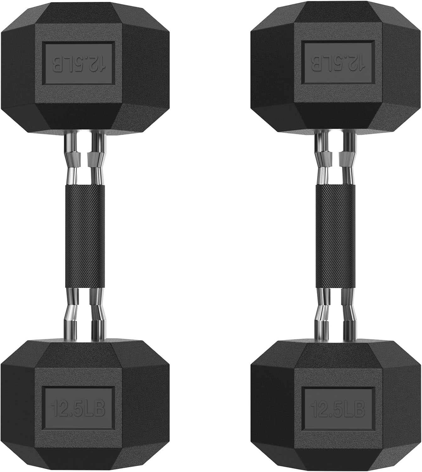 HEX Dumbbell Set 2.5-125Lb, Rubber Encased Home Gym Dumbbells, Exercise & Fitness Weights Dumbbells for Women & Men, Hand Weight for Strength Training