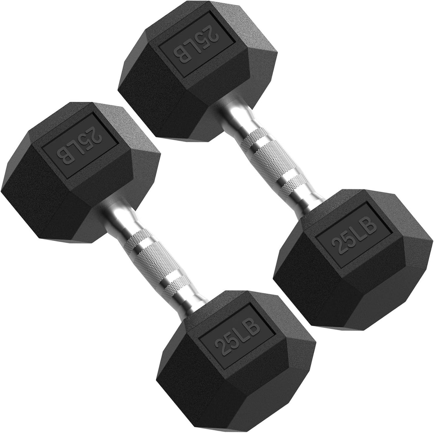HEX Dumbbell Set 2.5-125Lb, Rubber Encased Home Gym Dumbbells, Exercise & Fitness Weights Dumbbells for Women & Men, Hand Weight for Strength Training