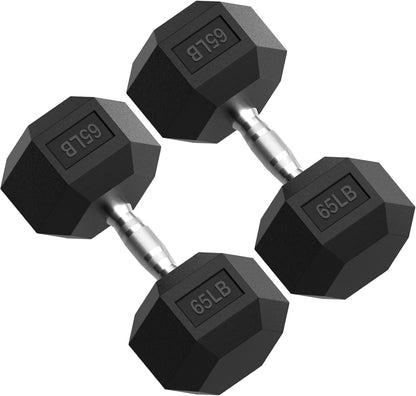 HEX Dumbbell Set 2.5-125Lb, Rubber Encased Home Gym Dumbbells, Exercise & Fitness Weights Dumbbells for Women & Men, Hand Weight for Strength Training