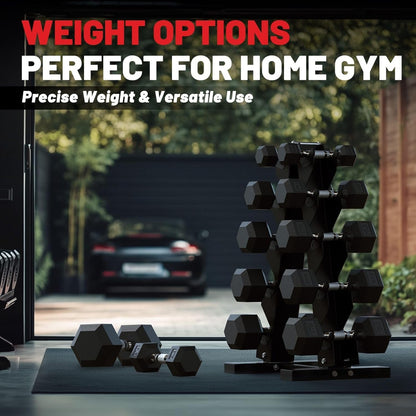 HEX Dumbbell Set 2.5-125Lb, Rubber Encased Home Gym Dumbbells, Exercise & Fitness Weights Dumbbells for Women & Men, Hand Weight for Strength Training