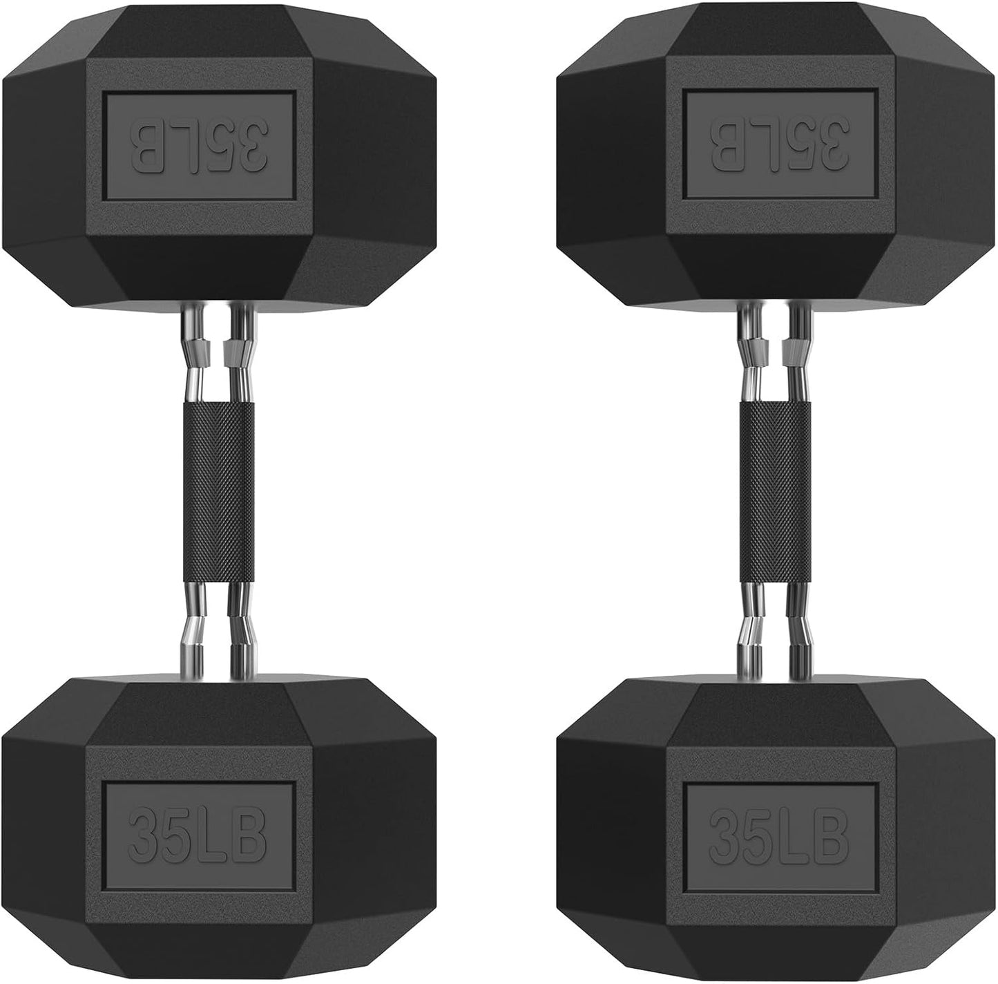 HEX Dumbbell Set 2.5-125Lb, Rubber Encased Home Gym Dumbbells, Exercise & Fitness Weights Dumbbells for Women & Men, Hand Weight for Strength Training