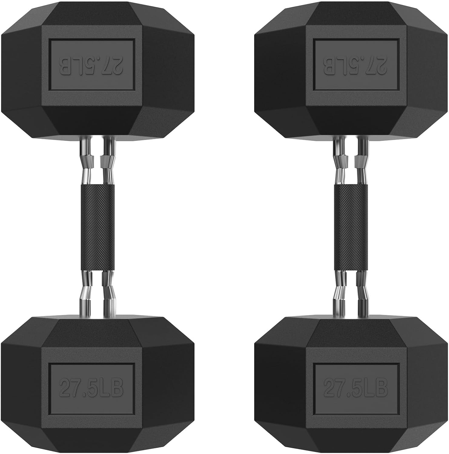 HEX Dumbbell Set 2.5-125Lb, Rubber Encased Home Gym Dumbbells, Exercise & Fitness Weights Dumbbells for Women & Men, Hand Weight for Strength Training