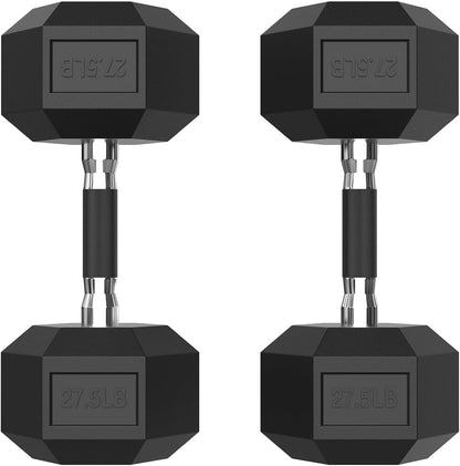 HEX Dumbbell Set 2.5-125Lb, Rubber Encased Home Gym Dumbbells, Exercise & Fitness Weights Dumbbells for Women & Men, Hand Weight for Strength Training