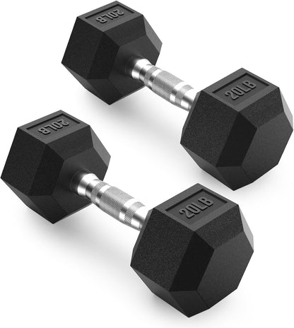 HEX Dumbbell Set 2.5-125Lb, Rubber Encased Home Gym Dumbbells, Exercise & Fitness Weights Dumbbells for Women & Men, Hand Weight for Strength Training