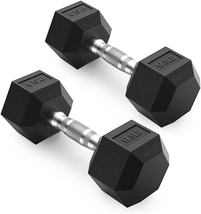 HEX Dumbbell Set 2.5-125Lb, Rubber Encased Home Gym Dumbbells, Exercise & Fitness Weights Dumbbells for Women & Men, Hand Weight for Strength Training