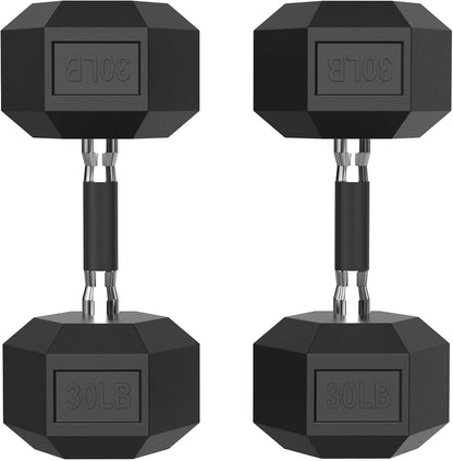 HEX Dumbbell Set 2.5-125Lb, Rubber Encased Home Gym Dumbbells, Exercise & Fitness Weights Dumbbells for Women & Men, Hand Weight for Strength Training