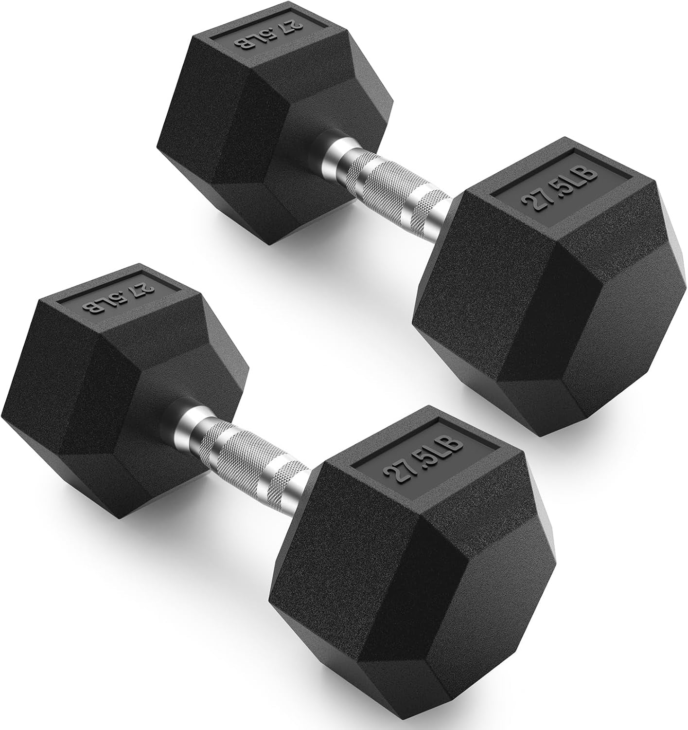 HEX Dumbbell Set 2.5-125Lb, Rubber Encased Home Gym Dumbbells, Exercise & Fitness Weights Dumbbells for Women & Men, Hand Weight for Strength Training